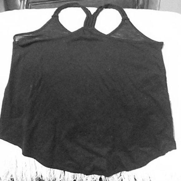 Black OP large sized tank top with braided t strap - Picture 2 of 2